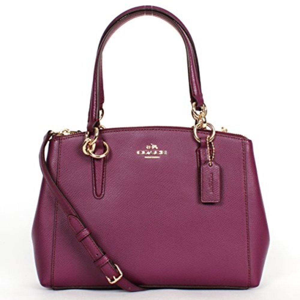 Coach Christie Plum Crossgrain Leather Mini Carryall